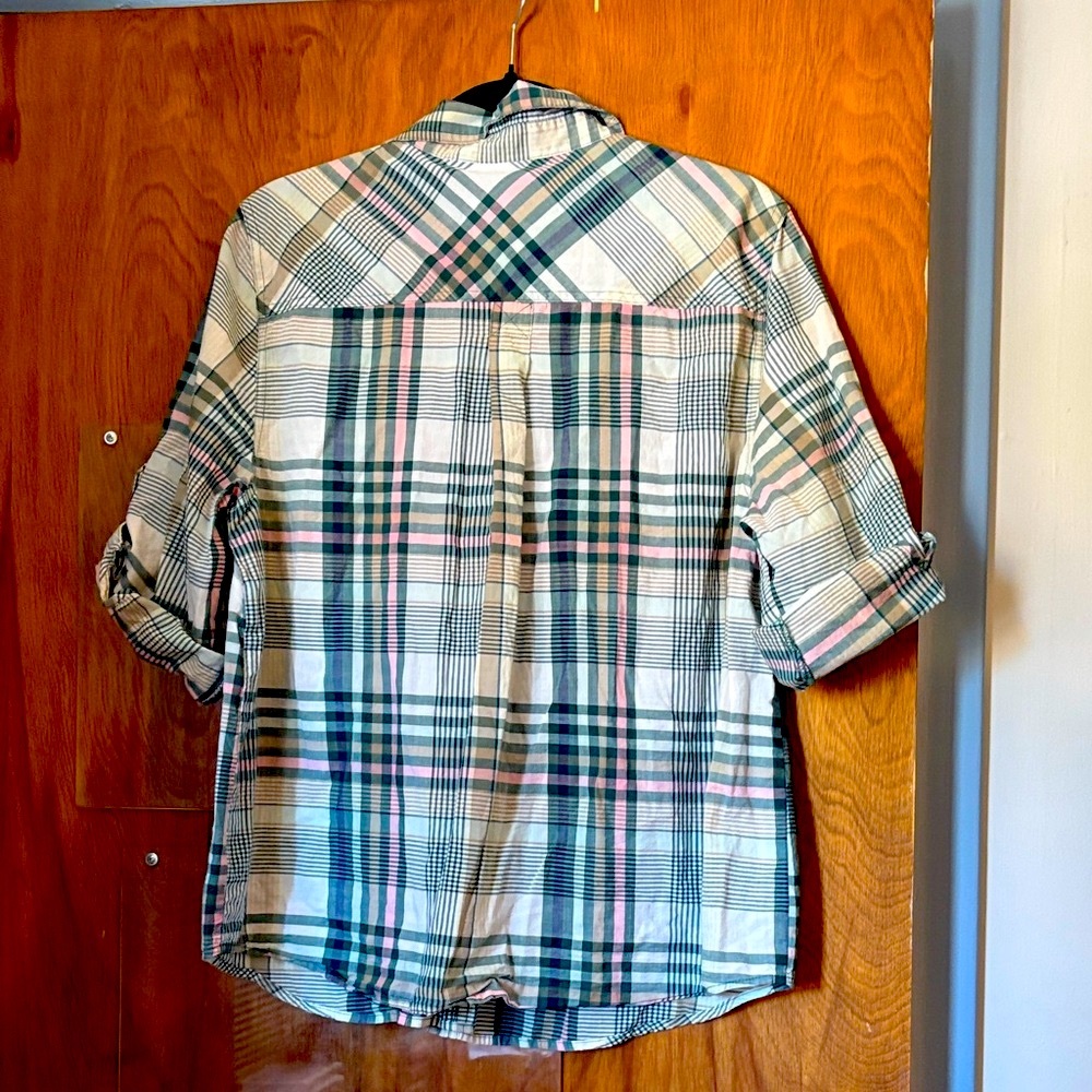 Sonoma Women’s Pink and Teal Plaid Top - Picture 6 of 6